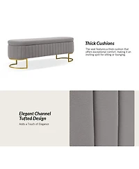 Raquel Storage Bench with Metal Legs and Channel Tufted