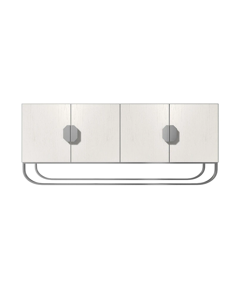 Boyel Living 4-Door Buffet Cabinet with U-Shaped Stainless Steel Legs