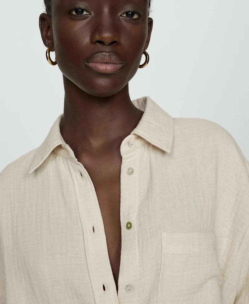 Mango Women's Chest Pocket Cotton Shirt