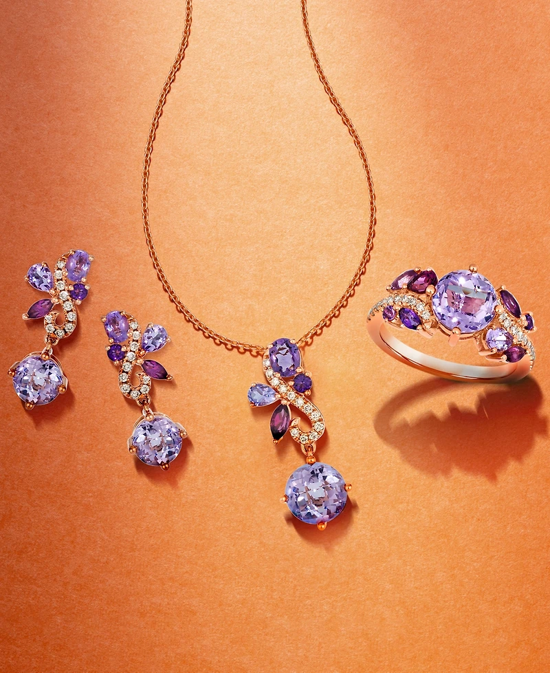 Le Vian Multi-Gemstone (2-1/3 ct. t.w.) & Nude Diamond (1/10 ct. t.w.) Swirl Pendant Necklace in 14k Rose Gold, 17" + 2" extender