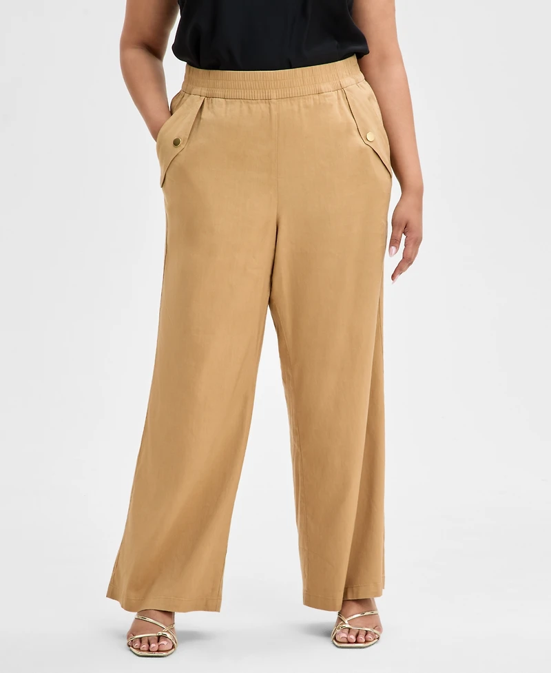 I.n.c. International Concepts Plus Pull-On Wide-Leg Pants, Exclusively at Macy's
