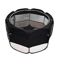 Foldable Dog Playpen with Carrying Bag Black 57.1"x57.1"x24"