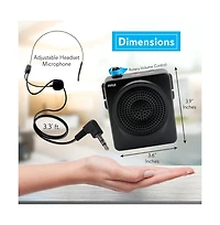Pyle Compact Portable Pa System with Headset Microphone, Rechargeable Battery, and MP3 Playback (Black