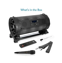 Pyle Portable Bluetooth BoomBox Speaker System with Led Lights, Fm Radio, Karaoke Microphone, 600W Output