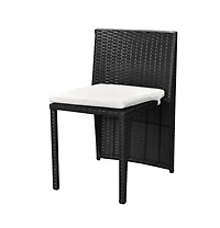 vidaXL 3 Piece Bistro Set with Cushions Poly Rattan Black