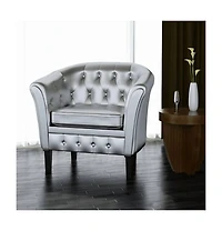 Tub Chair Silver Faux Leather