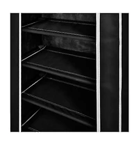 vidaXL Fabric Shoe Cabinet with Cover 23" x 11" x 42" Black