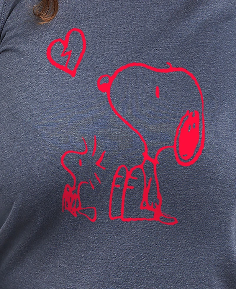 Hybrid Apparel Plus Peanuts Valentines Day Broken Heart Graphic Crew Neck Top