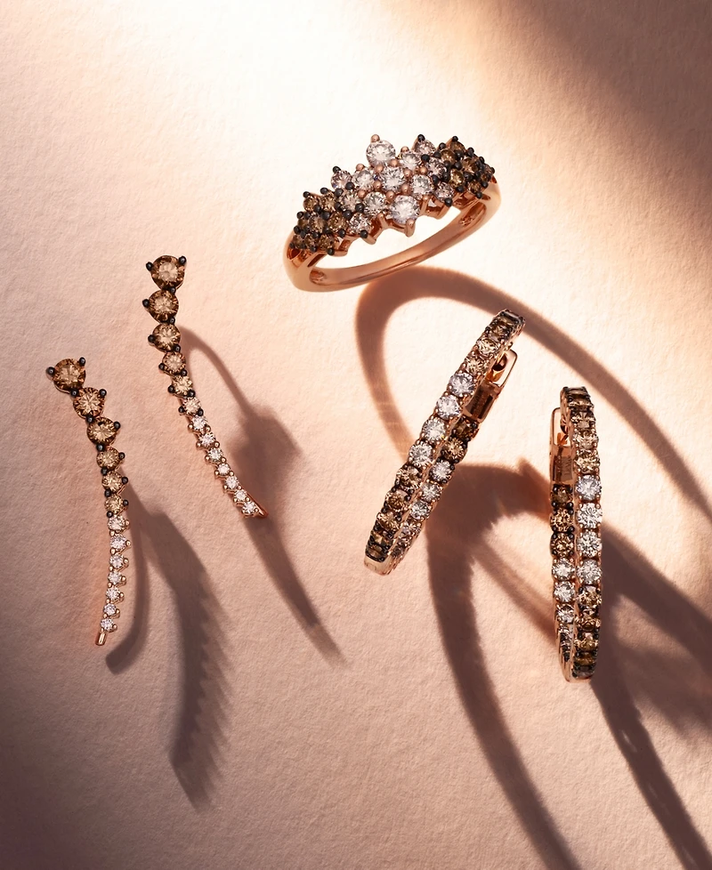 Le Vian Chocolate Ombre Diamond Ear Climbers (7/8 ct. t.w.) 14k Rose Gold