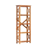 Bookshelf 23.6"x11.8"x63" Solid Acacia Wood Honey Finish