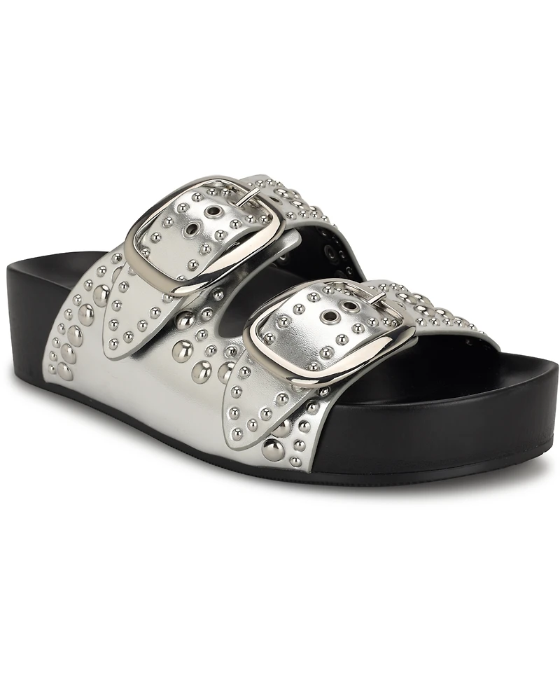 Nine West Women's Flinne Studded Double Buckle Sandals