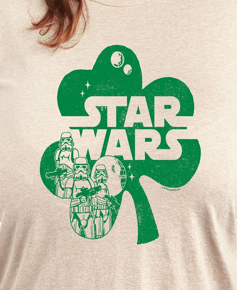Hybrid Apparel Plus Star Wars St. Patrick's Day Shamrock Graphic Crewneck T-Shirt