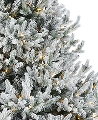 Seasonal 9ft Royal Oaks Flocked Fir Tree, 880 Warm Led Lights