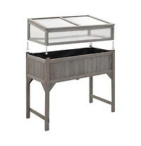 Raised Bed with Greenhouse 43.3"x21.3"x47.2" Solid Fir Wood