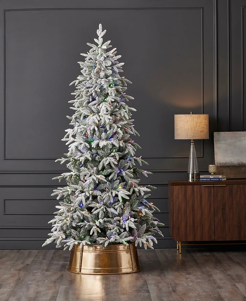 Seasonal 7.5ft Shadow Woods Flocked Spruce Tree, 400 Warm Led Lights