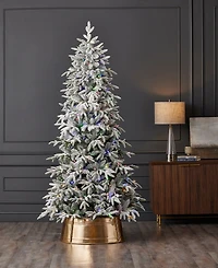 Seasonal 7.5ft Shadow Woods Flocked Spruce Tree, 400 Warm Led Lights