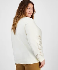 Style & Co Plus Embroidered Fleece Sweatshirt, Exclusively at Macy's