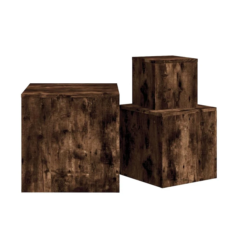 vidaXL Side Tables 3 pcs Smoked Oak Engineered Wood