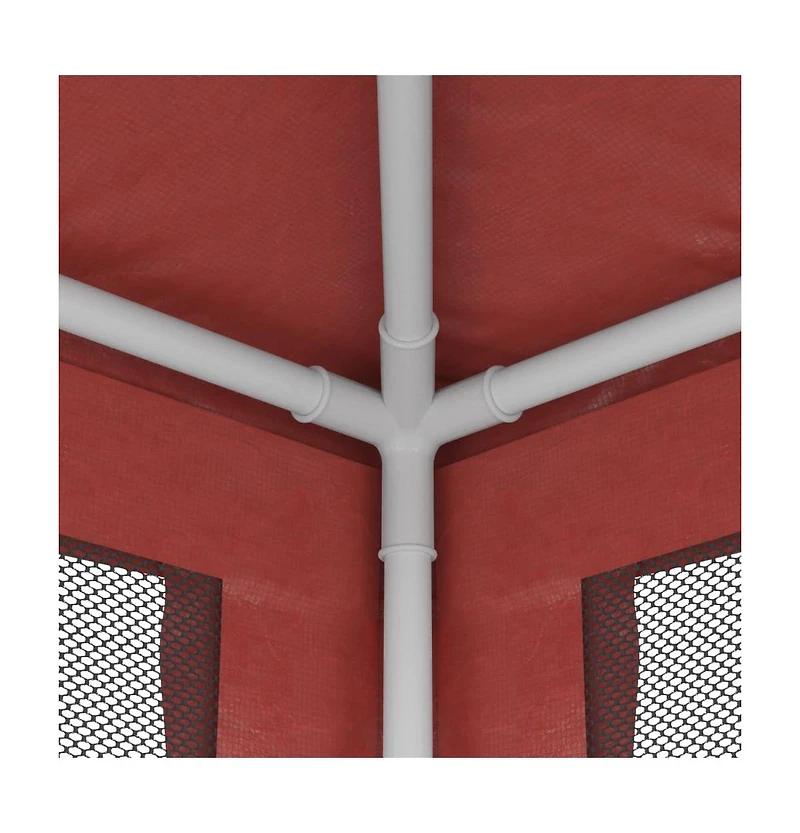 Party Tent with 4 Mesh Sidewalls Red 6.6'x6.6' Hdpe
