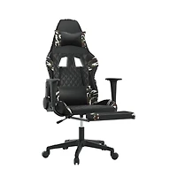 vidaXL Gaming Chair with Footrest Black and Camouflage Faux Leather