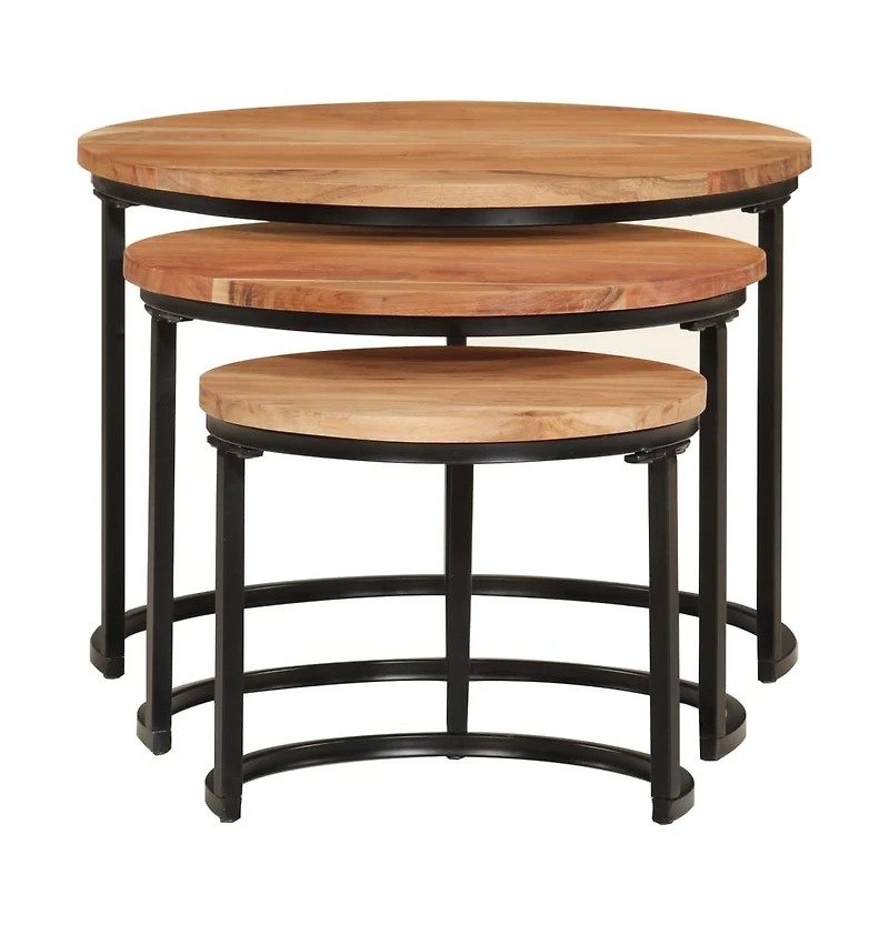 vidaXL Nesting Tables 3 pcs Solid Wood Acacia
