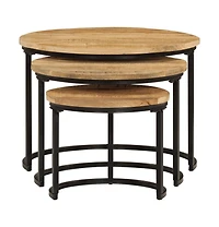 vidaXL Nesting Tables 3 pcs Solid Rough Wood Mango