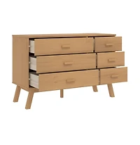Drawer Cabinet Olden Brown Solid Wood Pine