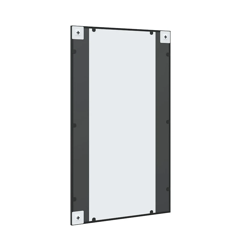 vidaXL Wall Mirror Black 23.6"x39.4" Rectangle Iron