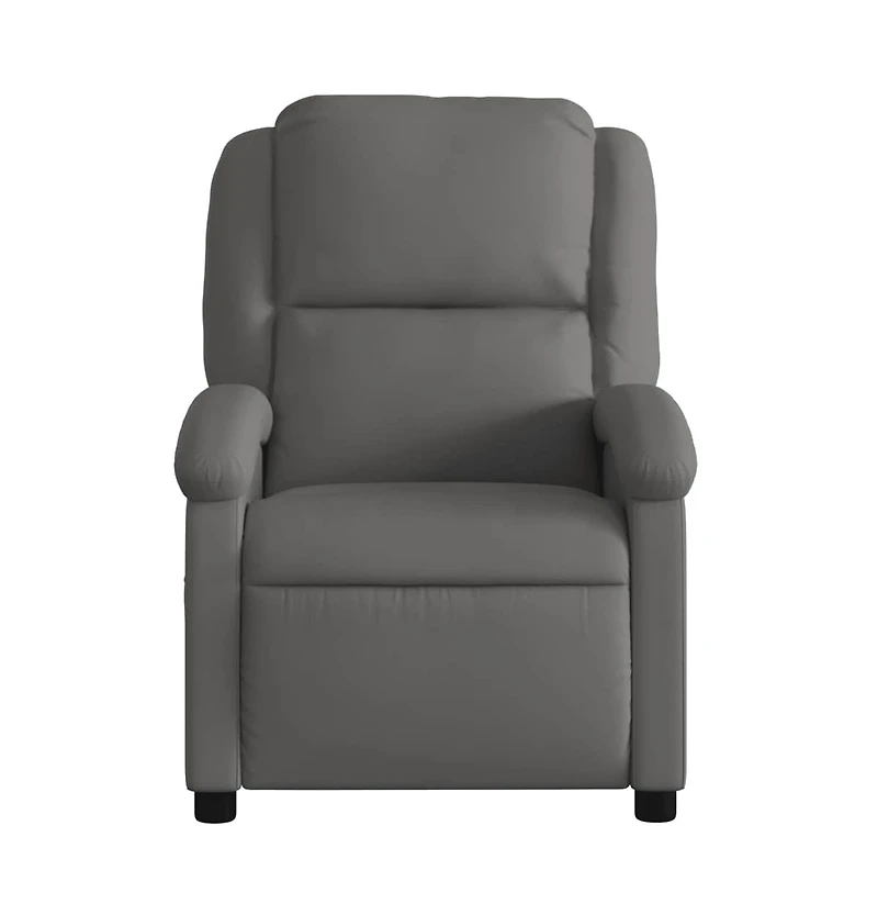vidaXL Massage Recliner Chair Gray Real Leather