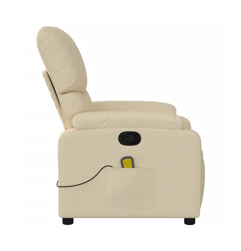 vidaXL Massage Recliner Chair Cream Fabric