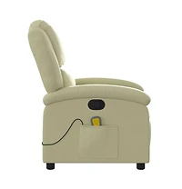 vidaXL Massage Recliner Chair Cream Real Leather
