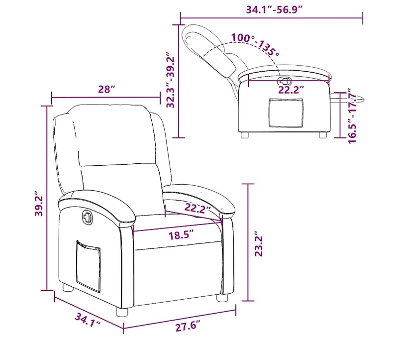 Recliner Chair Cream Real Leather