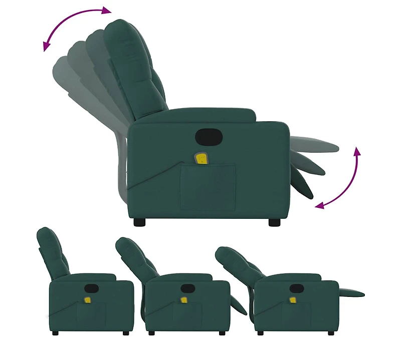 Massage Recliner Chair Dark Green Fabric