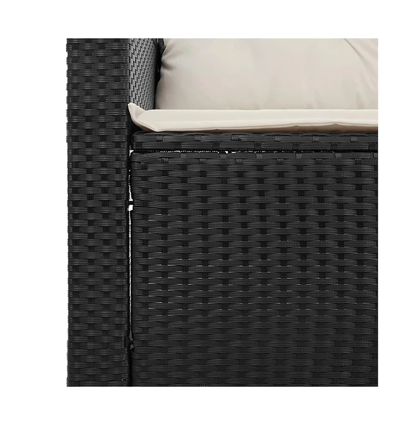 vidaXL 3 Piece Patio Sofa Set with Cushions Black Poly Rattan