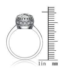 White Gold Plated Sterling Silver Cubic Zirconia Round Halo Ring