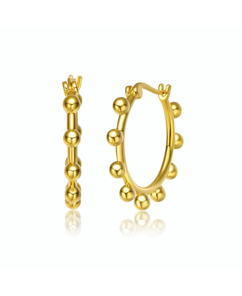 14K Gold Plated Cubic Zirconia Hoop Earrings