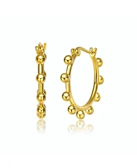 14K Gold Plated Cubic Zirconia Hoop Earrings