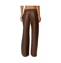 Edikted Womens Tatiana Faux Leather Pants