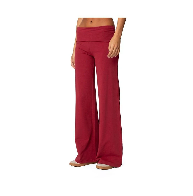 Edikted Women's Wide Leg Fold Over Pants