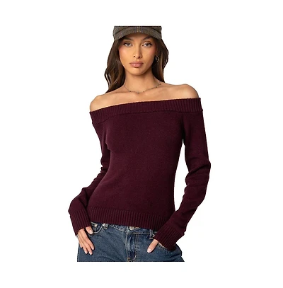 Edikted Womens Elona Off Shoulder Knit Top