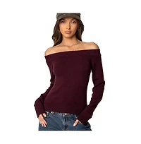 Edikted Womens Elona Off Shoulder Knit Top