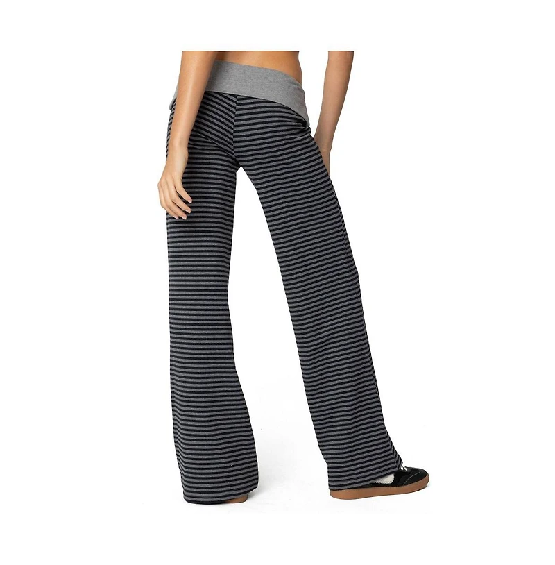 Edikted Womens Meggy Striped Fold Over Pants