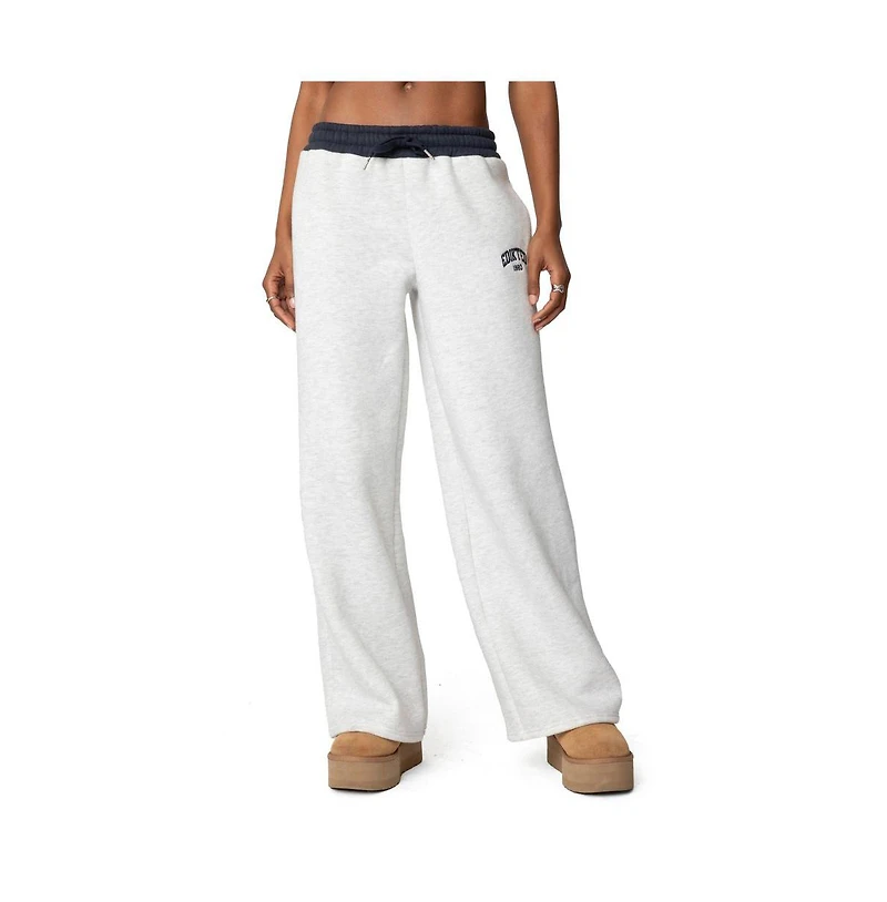 Edikted Womens Contrast Embroidered Sweatpants