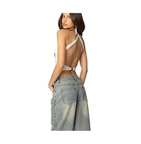 Edikted Womens Caity Backless High Neck Top