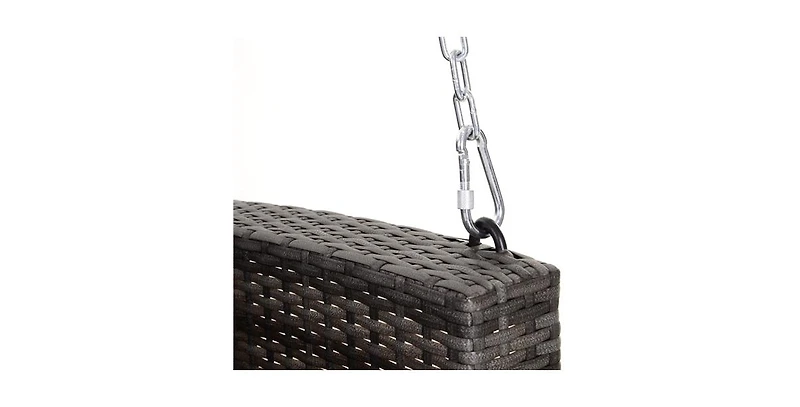 Slickblue Tones Wicker Porch Swing 7ft Hanging Chain with Padded Cushion