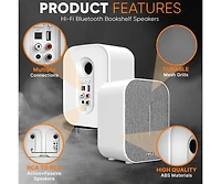 Pyle Hi-Fi Home Bookshelf Monitor Speakers, Bluetooth Desktop Audio System with Remote Control and MP3 Playback