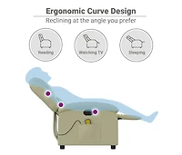 Massage Recliner Chair Cream Real Leather