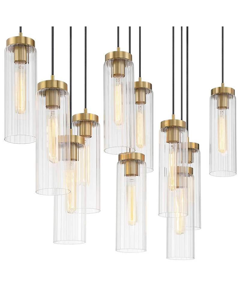 Possini Euro Design Marika 32" Modern Pendant Chandelier Ceiling Light Fixture Dining Room Over Table Kitchen Island Multi-Light Soft Gold Finish