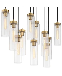 Possini Euro Design Marika 32" Modern Pendant Chandelier Ceiling Light Fixture Dining Room Over Table Kitchen Island Multi-Light Soft Gold Finish