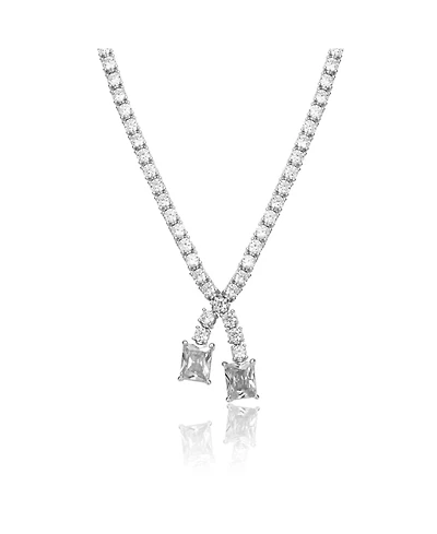 Elegant Two-Stone Tennis Chain Collar Necklace